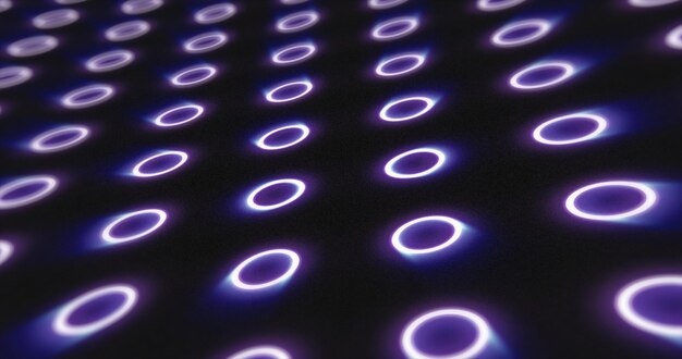 Patrón púrpura abstracto de círculos geométricos brillantes en bucle fondo negro de tecnología avanzada futurista