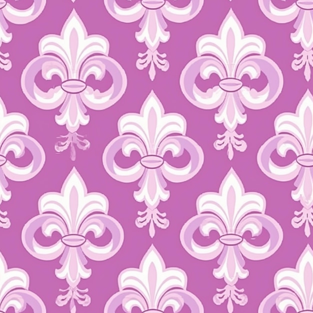 Foto un patrón púrpura y blanco con fleurones en un fondo púrpura generativo ai