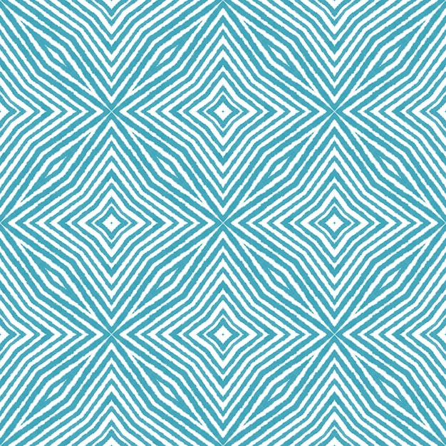 Patrón de rayas texturizadas. Fondo caleidoscopio simétrico turquesa. Diseño de rayas con textura de moda. Estampado precioso listo para textiles, tela para trajes de baño, papel tapiz, envoltura.
