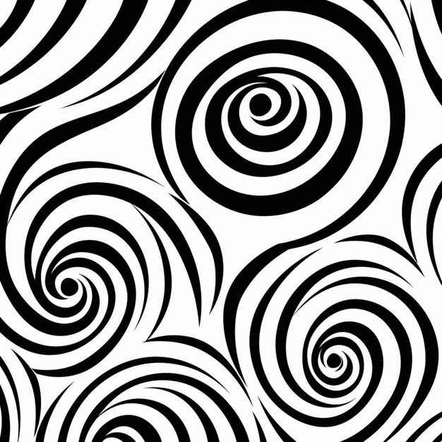 Foto un patrón de remolino blanco y negro con un fondo blanco ai generativo