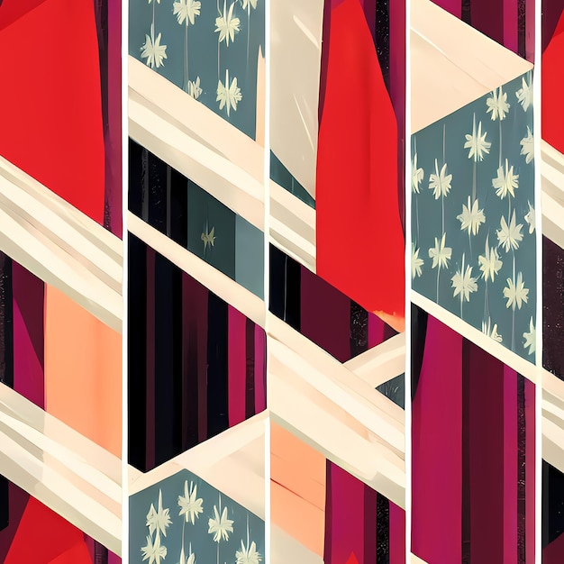 Patrón de repetición geométrico abstracto sin costuras en toda la superficie de impresión para fondos de pantalla IA generativa para diseño textil manta cojín cortinas ropa