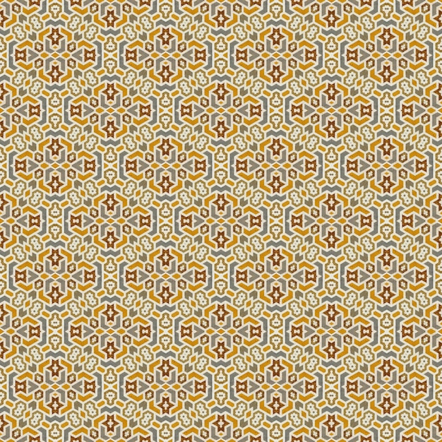 Patrón repetitivo geométrico con acentos amarillos naranjas y marrones vibrantes para la decoración