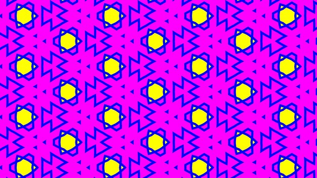 Patrón repetitivo geométrico con hexágonos y estrellas de colores vibrantes