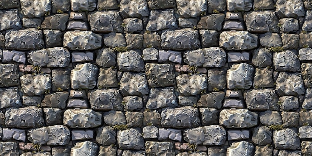 Patrón de roca sin costuras pared de piedra azulejosa o ilustración de textura de carretera genial para el diseño de videojuegos