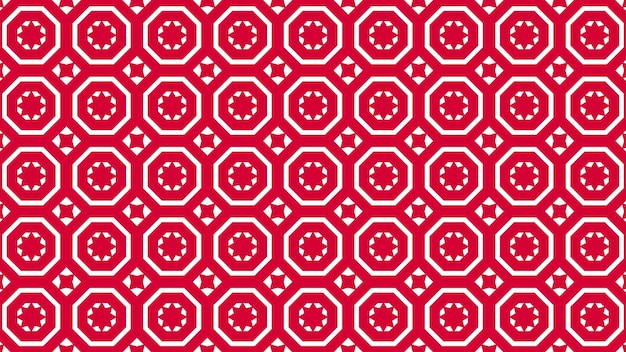 un patrón rojo y blanco con un cuadrado y un círculo rojo en la parte inferior.