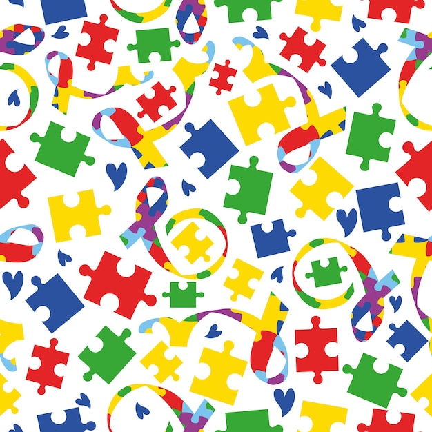 Patrón de rompecabezas de autismo fondo colorido