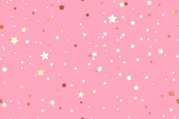 Foto patrón rosa sin costuras con estrellas y confeti aplicable para papel tapiz de papel de embalaje textil con estampado de tela fondo rosa con partículas doradas brillantes textura repetible ia generativa