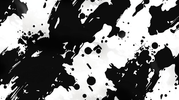 Foto patrón de salpicaduras de pintura negra y blanca que crean un fondo abstracto