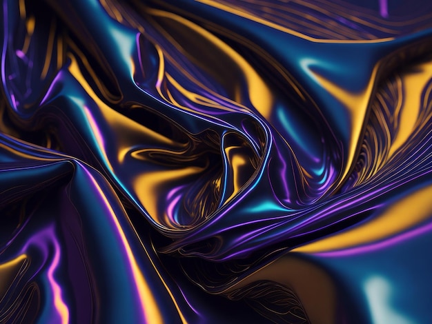 Patrón de seda ondulado abstracto en color de holograma Generado por IA