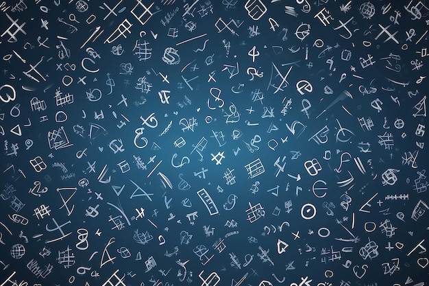 Patrón de símbolos azules Math Plus Harmony para diseño tecnológico y médico