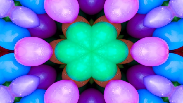 Patrón simétrico colorido abstracto Caleidoscopio decorativo ornamental Movimiento Círculo geométrico y formas de estrella
