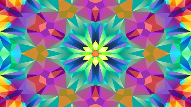 Foto patrón simétrico colorido abstracto caleidoscopio decorativo ornamental movimiento círculo geométrico y formas de estrella