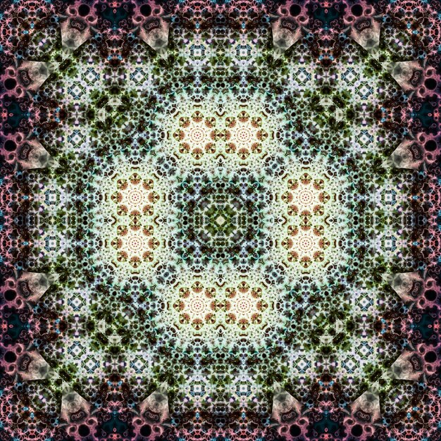 Foto patrón simétrico cuadrado sin costuras mandala de textura artística