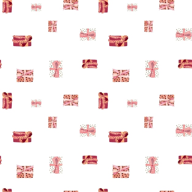 Patrón simple de corazón de caja de regalo. Una ilustración de acuarela. Textura dibujada a mano. Espalda blanca aislada.