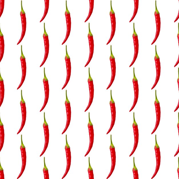 Patrón simple sin costuras de un pimiento rojo picante en blanco