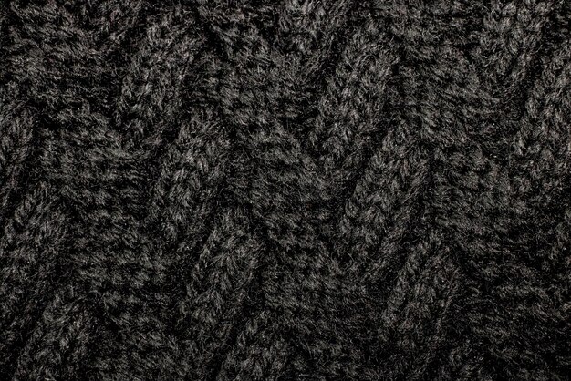 Patrón sobre fondo o textura de tejido de punto de lana negra