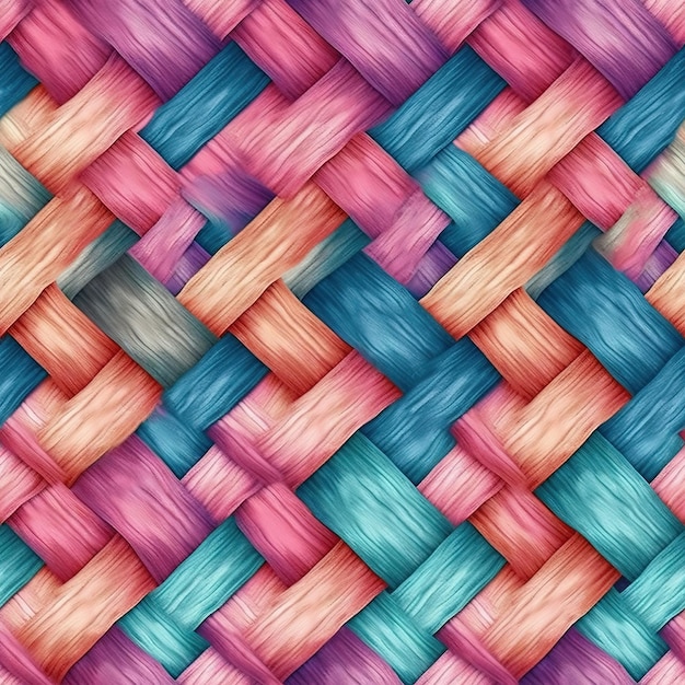 Foto un patrón tejido colorido con un patrón azul y rosa.