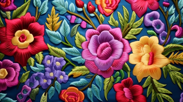 Patrón de tejido floral mexicano