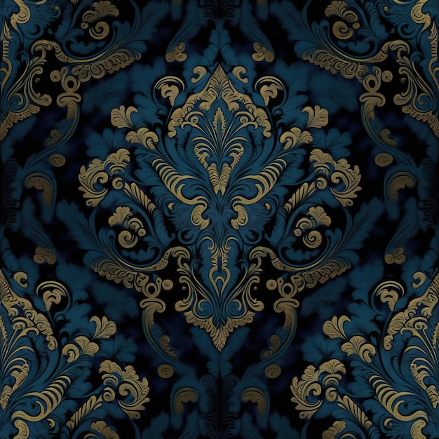 Patrón de tela barroco floral Lujo clásico Adorno de damasco antiguo victoriano real