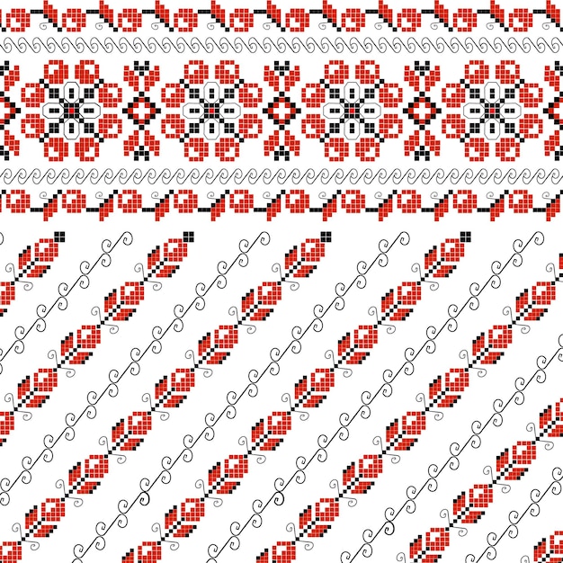 El patrón de la tela étnica árabe está diseñado en un tono rojo vibrante con claras geometrías étnicas