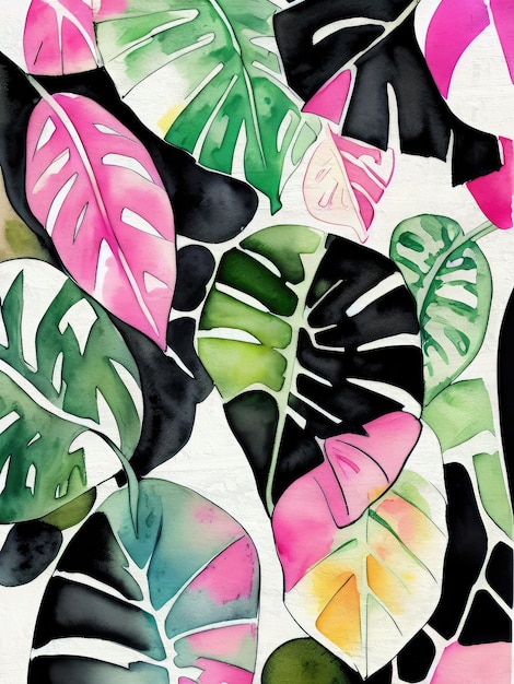 Patrón de tela verde botánico Acuarela de fondo sin costuras Pintura abstracta moderna reproducti