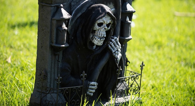 Foto patrón de tema de halloween con esqueleto para banner de halloween