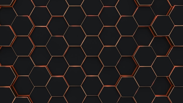 Foto patrón de textura de fondo negro y dorado hexagonal moderno