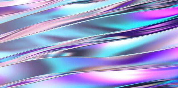 Foto patrón de textura de fondo de onda de vapor de papel cromado holográfico de plata iridiscente sin costura