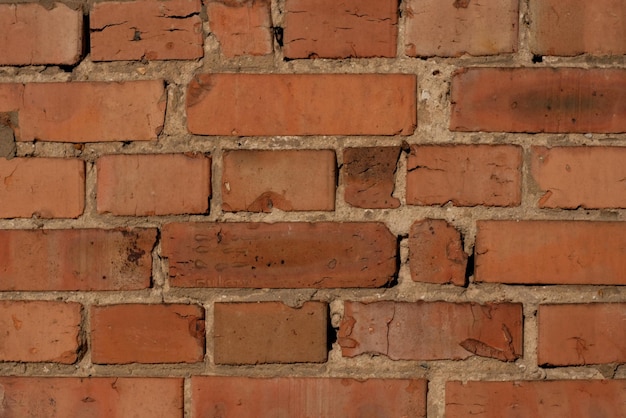 El patrón de textura grunge de la pared de ladrillo anticuado El fondo de ladrillos rojos La fachada de azulejos de ladrilo