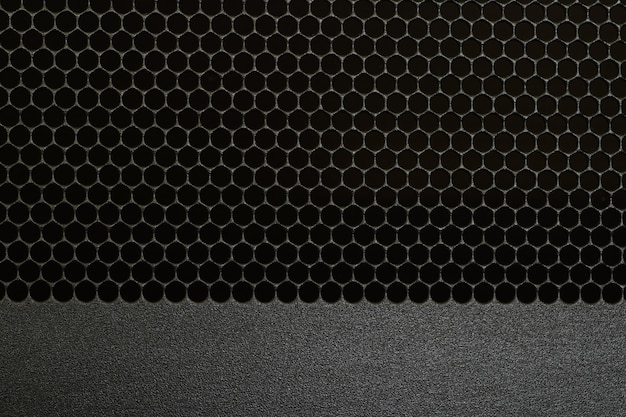 Patrón de textura de malla metálica negra abstracta.Textura de metal negro en blanco para diseñadores