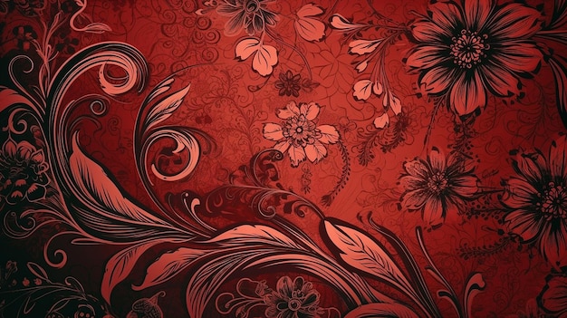 Patrón de textura de papel tapiz de rosa roja HD Imagen generada por AI