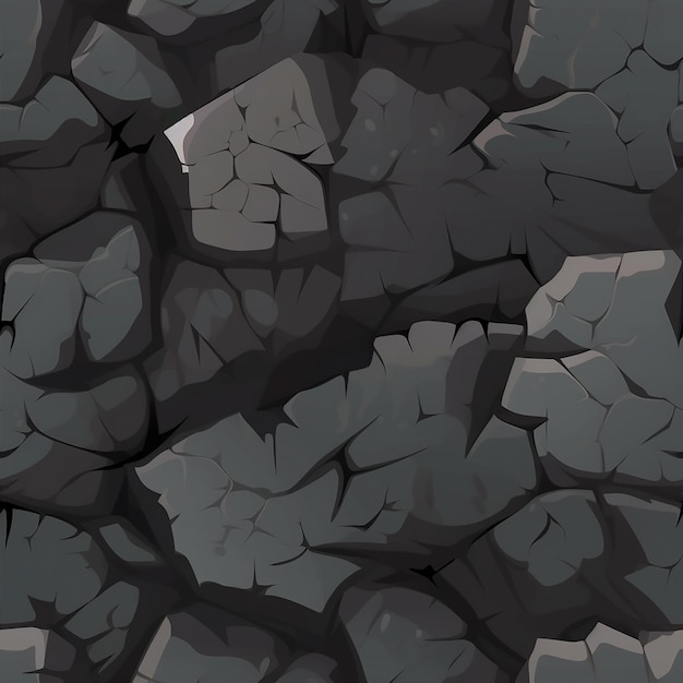 Patrón de textura de pared o piso de roca sin bordes en estilo de dibujo para videojuegos