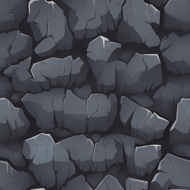 Patrón de textura de pared o piso de roca sin bordes en estilo de dibujo para videojuegos