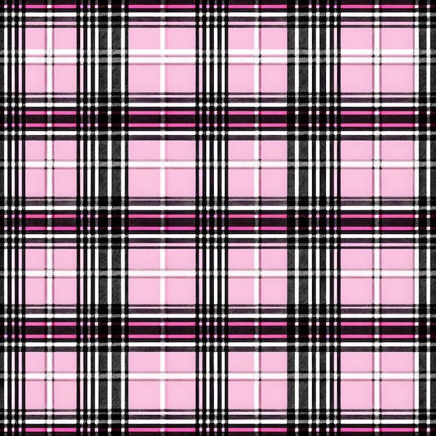 patrón de textura de tartán blanco y negro con finas líneas rosadas