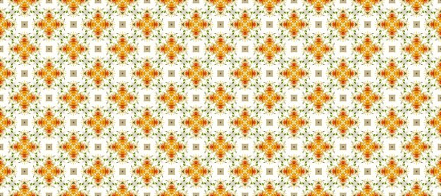 Patrón transparente en colores amarillo-rojo y naranja sobre un fondo blanco. Diseño para decoración, impresión.