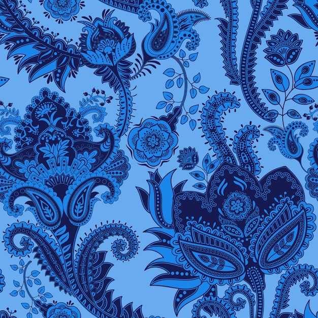 Patrón transparente de vector Telón de fondo floral indio Paisley Estilo de moda