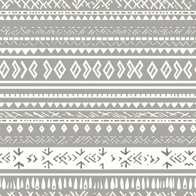 un patrón tribal gris y blanco con un fondo blanco generativo ai