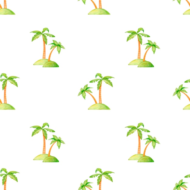 Un patrón tropical con palmeras balanceadas contra capturando la esencia de una cálida escapada este diseño de acuarela es perfecto para fiestas de playa decoración de vacaciones y moda de verano