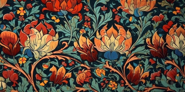 Patrón de tulipán de arte turco Ebru