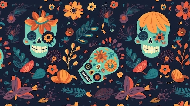 Patrón de vector dia de muertos en diseño plano Momento definitorio de Cinco de Mayo México