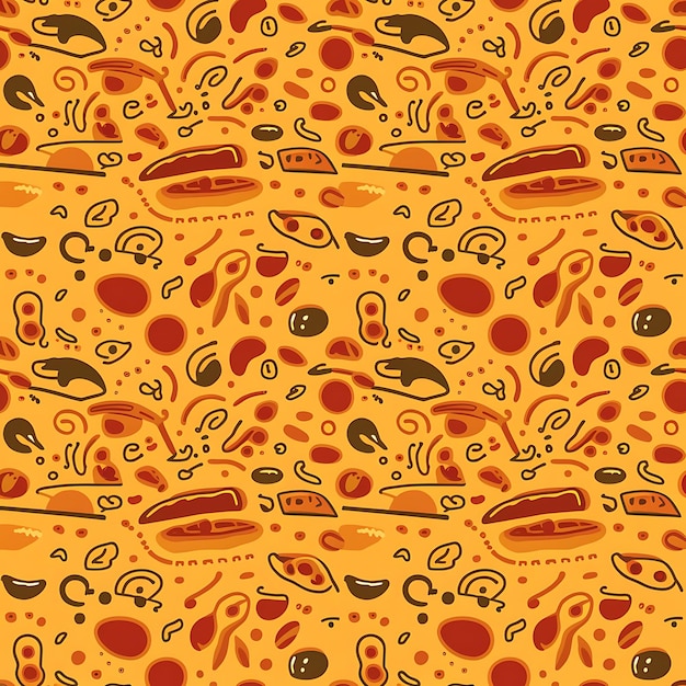 Patrón vectorial con imagen de pizza abstracta