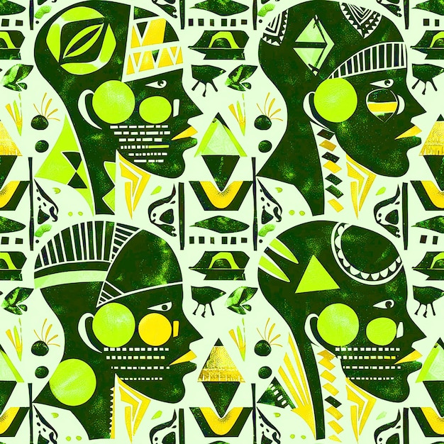un patrón verde y amarillo con un diamante verde y Amarillo en el medio
