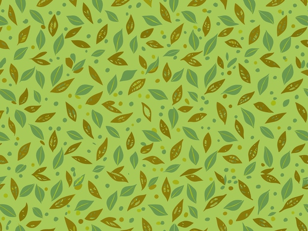 un patrón verde con hojas en un fondo verde