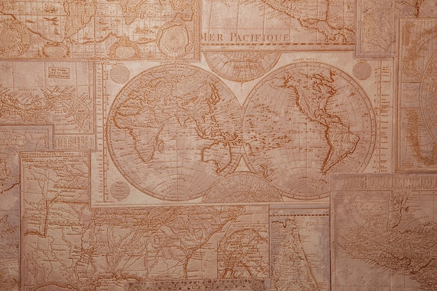 Foto patrón vintage del mapa del viejo mundo