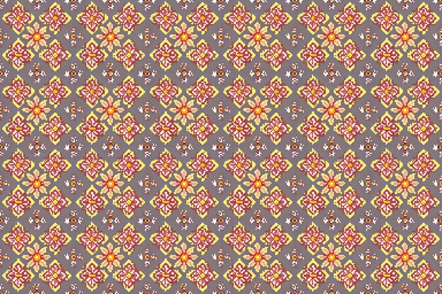 patrones de arte de píxeles que combinan flores tailandesas como las flores Lamduan