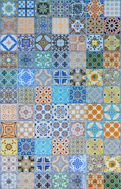 Patrones de azulejos de cerámica de Portugal