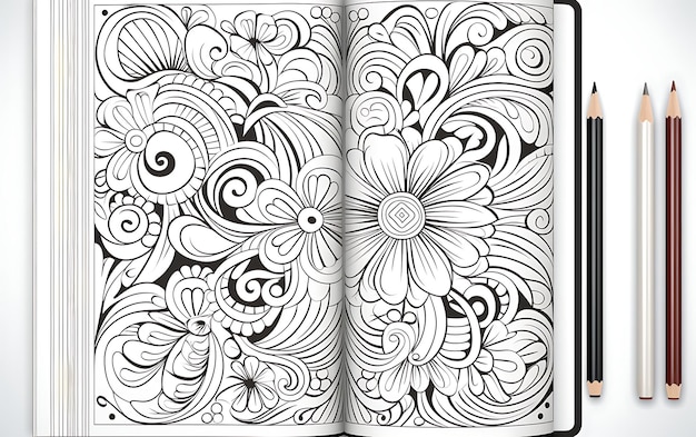 Foto patrones bohemios atentos página para colorear en blanco y negro