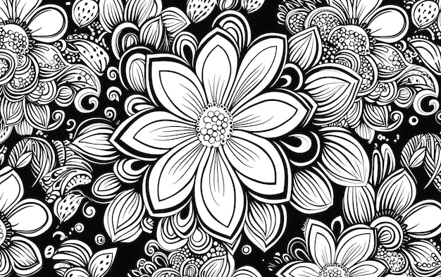 Patrones bohemios atentos Página para colorear en blanco y negro