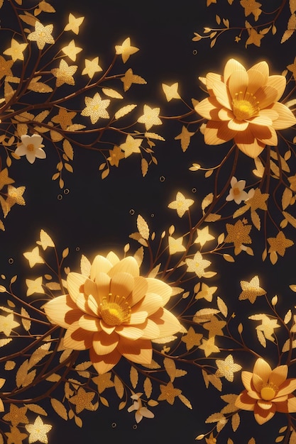 patrones de bordes florales abstractos con un toque de brillo dorado