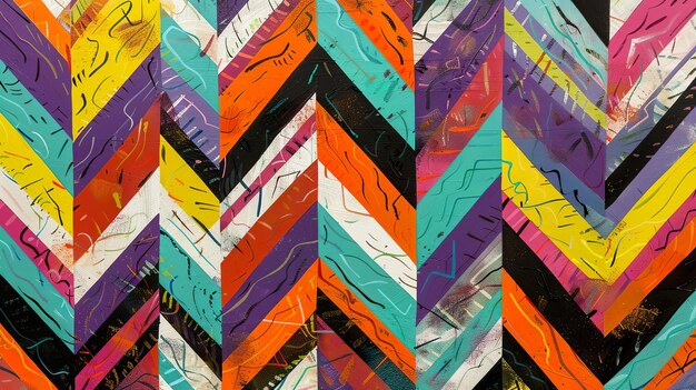 Foto patrones de chevrón líneas en zigzag en colores atrevidos energía dinámica y moderna